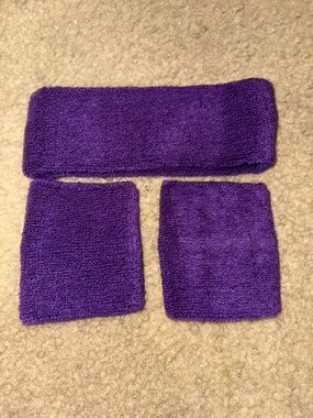 Purple  Sweatband 3 pc Set Workout Sports Halloween Aerobics Costume